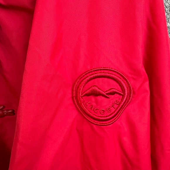 Lacoste Soft Shell High Neck Red Jacket Packable Hood Women's Size 44 (US L) - Picture 5 of 11